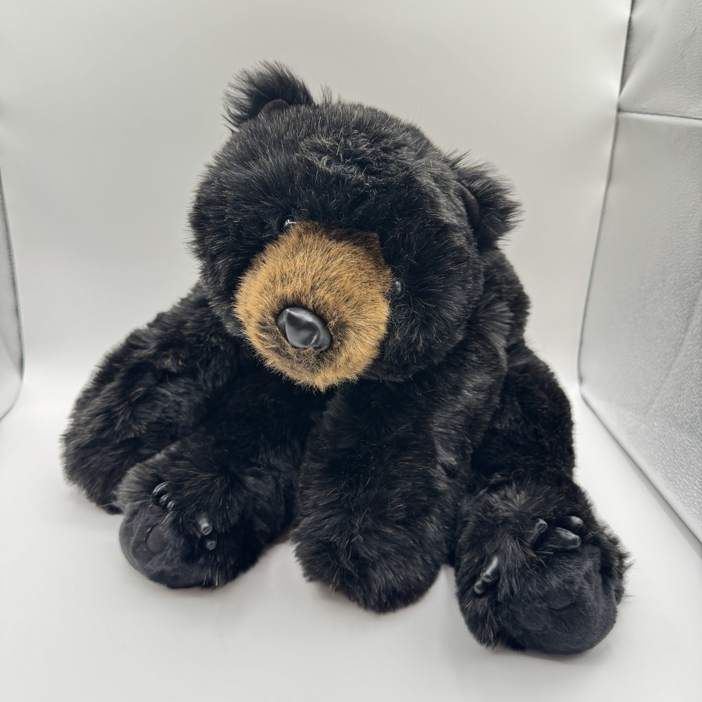 DITZ Designs Vintage Plush Weighted Bear Hugs Stuffed Animal Black Brown 27”